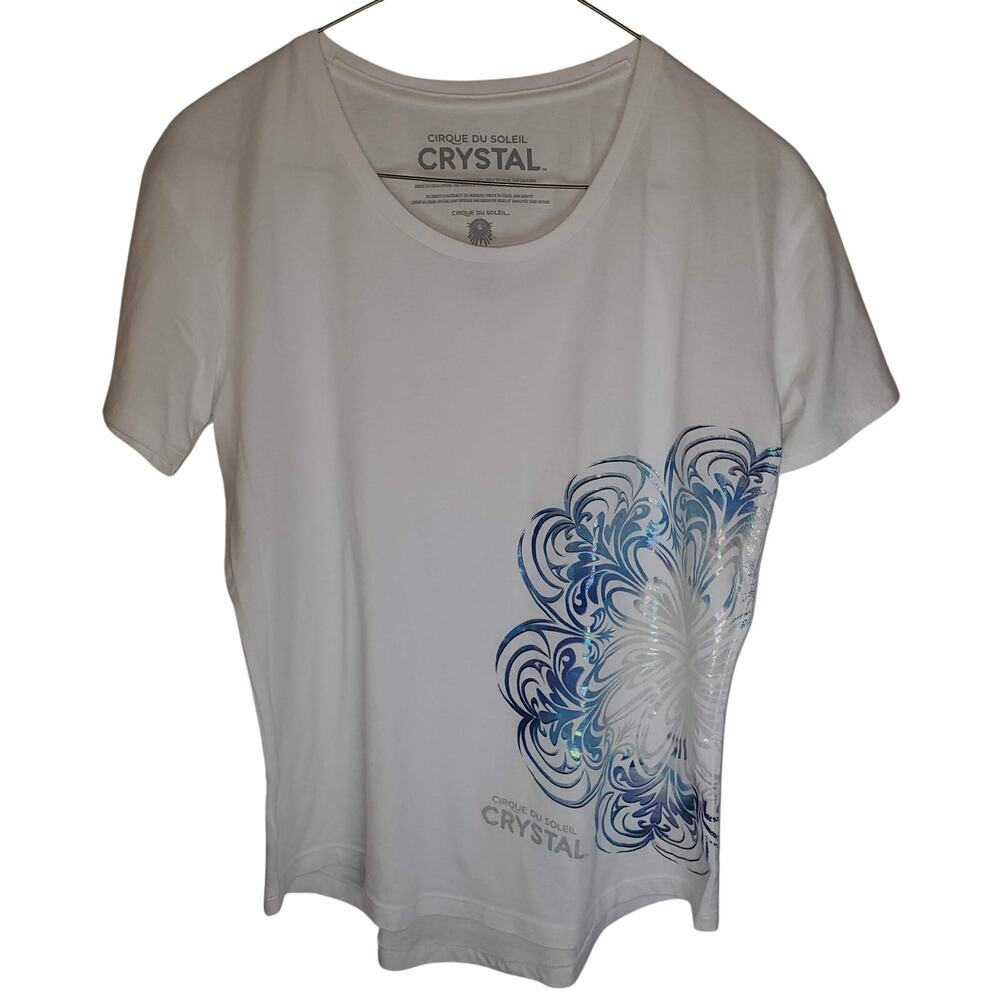 Cirque du Soleil CRYSTAL Holographic Tee Ice Show White Cotton Blend Size S